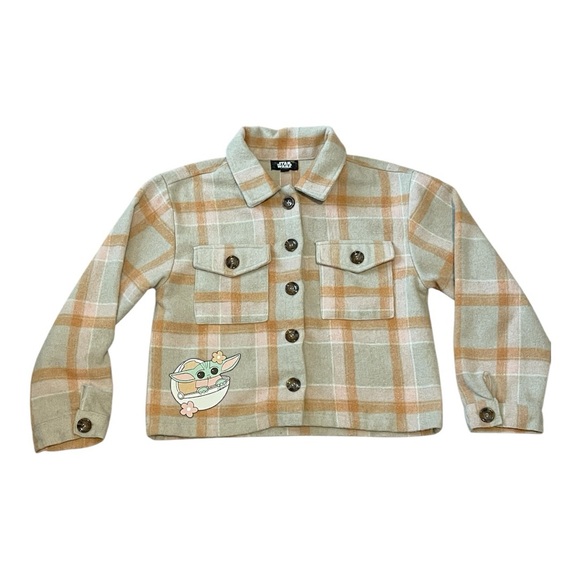 Girls' Star Wars: The Mandalorian Plaid Shacket - Brown/Tan size: Medium - Picture 1 of 10